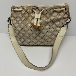 Dooney & Bourke Handbag Drawstring Bucket Tote Hobo Monogram Y2K Purse [Stained]